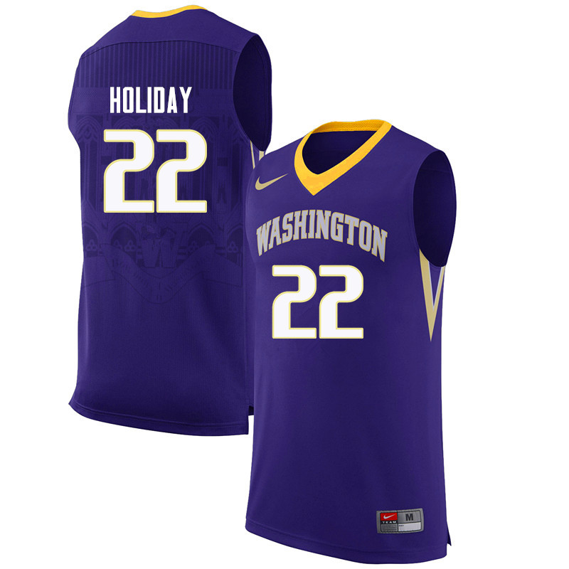 Men Washington Huskies #22 Justin Holiday College Basketball Jerseys Sale-Purple
